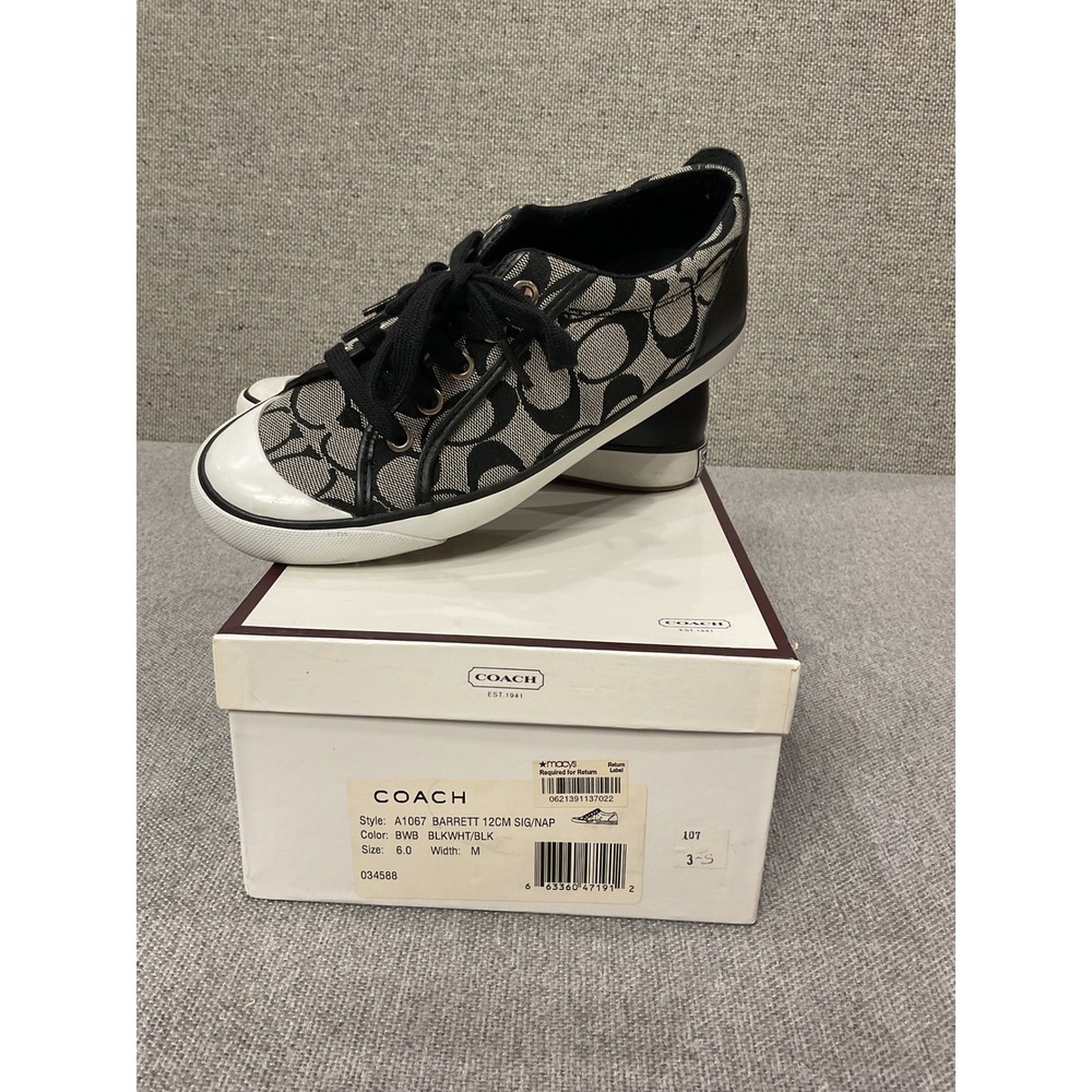 Coach Barrett 12CM Signature Jacquard Black White Sneakers A1067 Size 6M